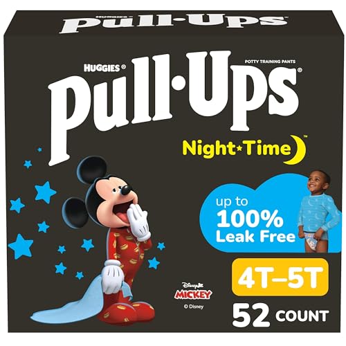 Pull-Ups Boys' Night-Time Potty Training Pants, Size 4T-5T Overnight Training Underwear (38-50 lbs), 52 Ct