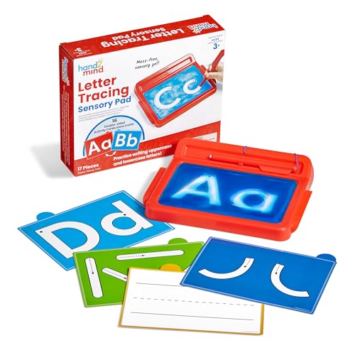 hand2mind Letter Tracing Sensory Pad, Reusable Handwriting Practice, Homeschool Preschool Learning Activities, Learn to Write, Toddler Writing Practice, Montessori Alphabet Toys, Kids Christmas Gifts