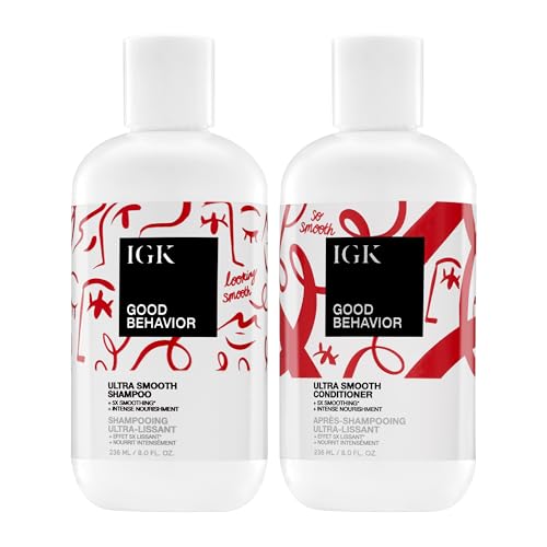 IGK Good Behavior Shampoo + Conditioner Kit | Frizz Control + Hydrates + Shine | Vegan + Cruelty Free | 16 Oz