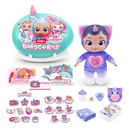 Babycorns Interactive Baby Doll Series 1 Large (Kitten) by ZURU with Lights and Sounds, Magical Babydolls, Surprise, Unboxing, Girls, Dolls, Story