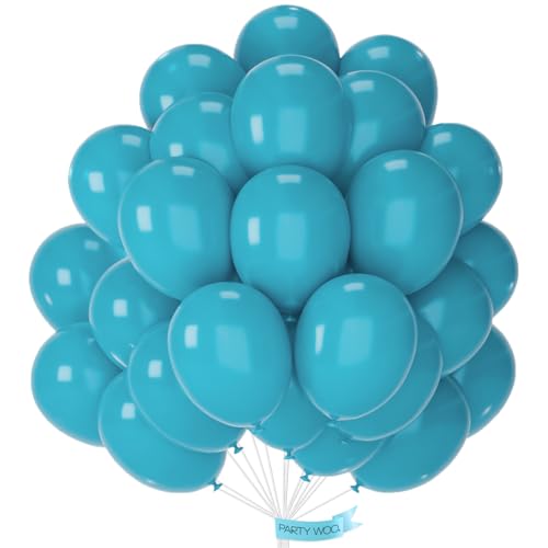PartyWoo Dark Teal Balloons 50pcs 12 Inch Turquoise Aqua Blue Teal Balloons for Graduation Wedding Baby Shower Bridal Shower Gender Reveal Engagement Birthday Pool Party Decorations Blue-Y17
