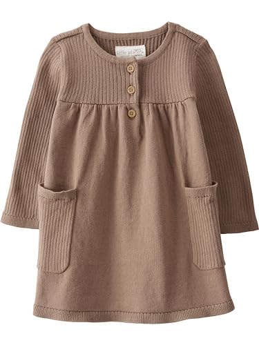 little planet by carter's unisex-baby Organic Cotton Ribbed Sweater Knit Dress, Brown Solid, 6M