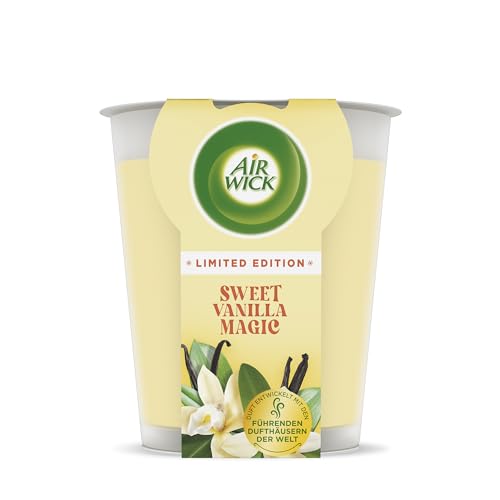 🔥 SELTEN SO GÜNSTIG (-43%) Air Wick Wohlfühl-Duftkerze XL im Glas – Duft: Sweet Vanilla Magic – Bis zu 40 Stunden Brenndauer – Enthält natürliche ätherische Öle – 220 g Duftkerze