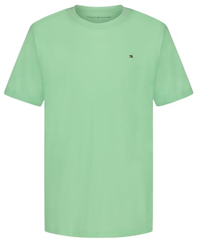Tommy Hilfiger Boys' Short Sleeve Flag Solid Crew Neck T-Shirt, Green Ash, 8