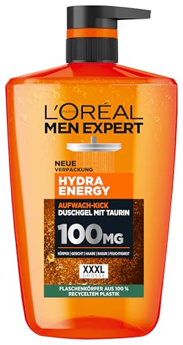 (-14%) L'Oréal Men Expert 1L Duschgel und Shampoo für Männer, 3-in-1 Duschbad zur Reinigung von Körper, Haar und Gesicht, Herren Körperpflege für langanhaltende Frische mit Taurin, Hydra Energy, 1x1000 ml