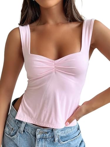 Trendy Queen Womens Going Out Crop Tops Backless Tank Tops Summer Y2k Teen Girls Basics Cute Clothes Pink S