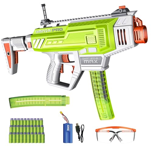 DART ZONE Max Omnia Pro Gen 3 Foam Dart Blaster–150 FPS Full Auto Foam Dart Blaster for Adults–Electric Foam Blaster–Elite Blaster for Ages 14+ with 30 Half Length Darts, Sight, Mags, Stock & Eyewear