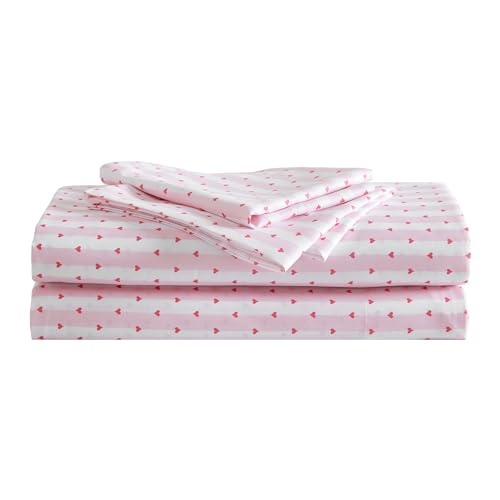 Betsey Johnson Wonderland Stripe Microfiber Pink 4 Piece Sheet Set-Queen