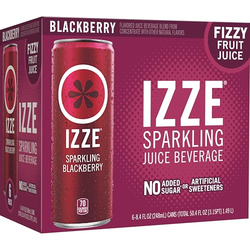 IZZE Sparkling Juice Beverage Blend, Blackberry, No Sugar Added, 8.4 FL OZ, 6 Cans