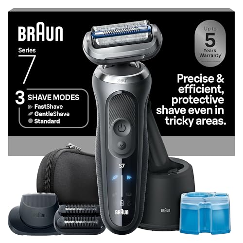 Braun Electric Shaver for Men, Series 7 7185cc, Waterproof, Wet & Dry Shave, Shaving Kit with SmartCare Center and Beard Trimmer, 3 Shave Modes, 60 Minute Battery Runtime, 10 Piece Set