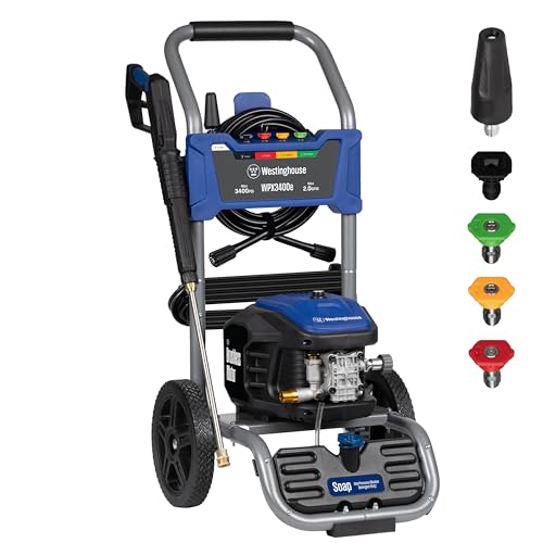 Westinghouse WPX3400e Electric Pressure Washer, 3400 Max PSI and 2.0 Max GPM, Brushless Motor, Onboard Soap Tank, Spray 
