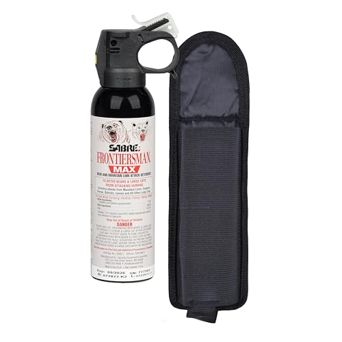 SABRE Frontiersman MAX 7.9 fl oz. Bear & Mountain Lion Attack Deterrent, Up to 40 ft Range, Contains 2% Major Capsaicinoids, Safer for You, Animals & The Environment, Glow-in-The-Dark Safety