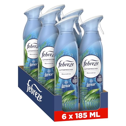 (-23%) Febreze Lufterfrischer Spray Meeresfrische 6x185 ml, 2-in-1 Geruchsbekämpfung und Frische