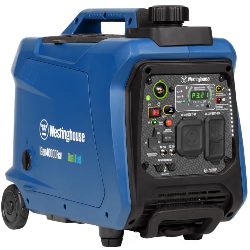 Westinghouse 4000 Peak Watt Super Quiet Dual Fuel Portable Inverter Generator, RV Ready, CO Sensor