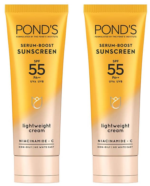 POND'S All Serum Boost Sunscreen Prevent And Fade Dark Patches 50G With The Power Of Spf 55 And Niacinamide-C Serum 100G
