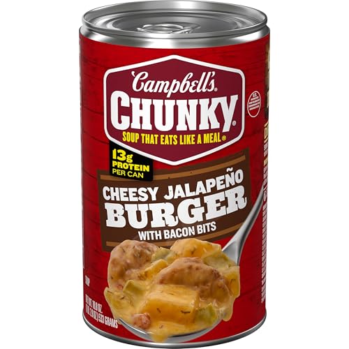 Campbell’s Chunky Soup, Cheesy Jalapeño Burger with Bacon Bits, 18.8 oz Can