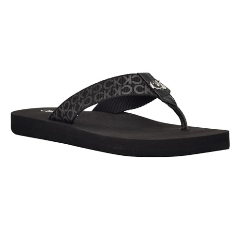 Calvin Klein Women's Caluha Flip-Flop, Black Logo 001, 8