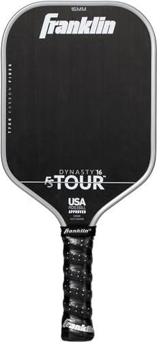Franklin Sport Pro Pickleball Paddles - FS Tour Series Carbon Fiber Paddles - Official USA Pickleball (USAPA) Approved Rackets - Dynasty Pro Player - 16mm Polymer Core - Gray