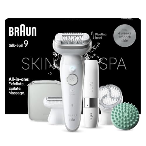 Braun Silk-épil 9 SkinSpa Epilierer Damen, All-in-One Set, Haarentferner für Langanhaltende Haarentfernung, Ladyshaver, Wasserdicht — Inkl. Facespa Ge