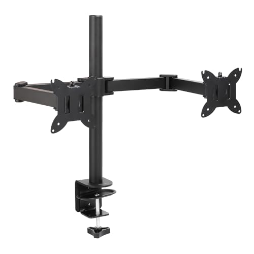 Amazon Basics Adjustable Dual Computer Monitor Arm Mount, Holds up to 32" Monitors, BlackARES WING Dual Monitor Ar