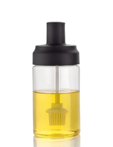 Oil Bottle with Brush for Cooking - 325ml Heat Resistant Oil Dispenser, Ghee & Liquid Storage Container - Leak Proof Cooking Oil Bottle for Kitchen, B