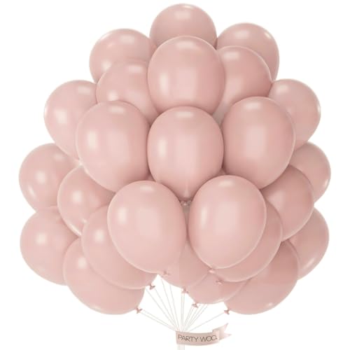 PartyWoo Dusty Pink Balloons 101 pcs 12 Inch Blush Boho Pink Latex Helium Balloons for Graduation Baby Shower Gender Reveal Graduation Wedding Anniversaries Birthday Party Decorations Pink-F54