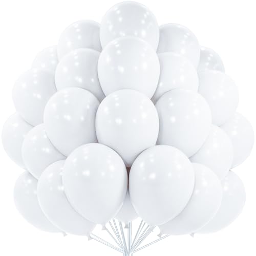 PartyWoo White Balloons 101 pcs 12 Inch Matte White Latex Balloons for Wedding Bridal Graduation Engagement Baby Shower Gender Reveal Easter Anniversary Birthday Party Decorations White-Y13