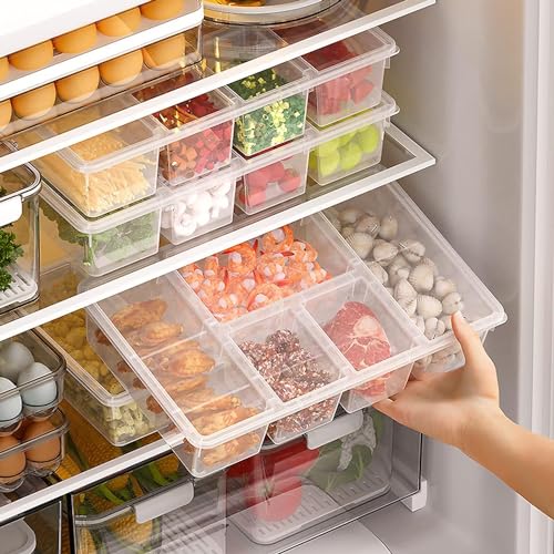 Plastic Veggie Tray with Lid – 5 Compartment Snackle Box & Food Container | Clear Divided Serving Tray for Fruits, Vegetables, Salads, Meal Prep | Fri