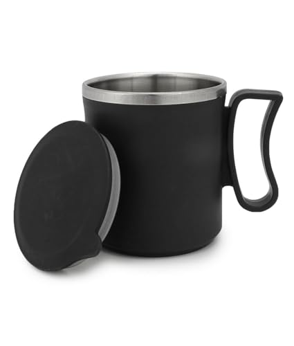 Arto Coffee Tea Milk Mug with Lid Insulated Stainless Steel & Inner Stylist Double Wall Cup Keeps Beverages Hot & Cold for Home Office Restaurant Use.