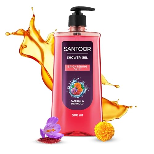 Santoor Brightening Shower Gel With Natural Saffron & Marigold Extracts| For Men & Women| For Glowing Skin| Suitable For All Skin Types| No Parabens| 