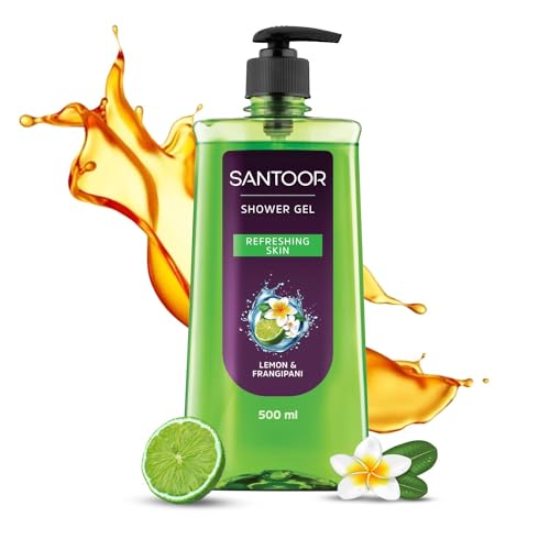 Santoor Refreshing Shower Gel With Natural Lemon & Frangipani Extracts| For Men & Women| For Soft and Fresh Skin| Suitable For All Skin Types| No Para