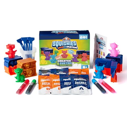 Elmer's Squishies Mix and Match, DIY Squishy Toys, Kids Crafts, Creates 4 Mix and Match Characters, 24 Piece Kit