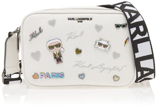 Karl Lagerfeld Paris Maybelle Pin Crossbody, White/Sparkle