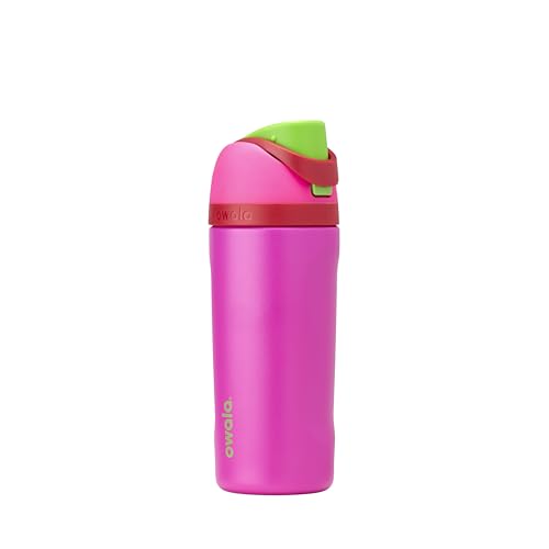 Owala Kids FreeSip Insulated Stainless Steel Water Bottle with Straw, BPA-Free Sports Water Bottle, Great for Travel, 16 oz, All the Berries