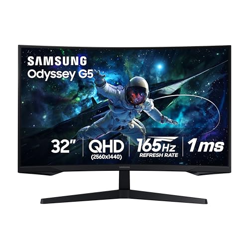 Samsung Odyssey G55C Series QHD 1000R Monitor curvo para juegos, 1 ms (MPRT), HDR10, 165Hz, AMD Radeon FreeSync, cuidado de los ojos, sin deslumbramiento, resolución nítida LS32CG550ENXZA
