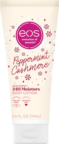 eos Shea Better Travel Size Body Lotion, Peppermint Cashmere, Holiday, Limited Edition Skin Care, 24-Hour Moisture, Body Lotion for Women, travel size toiletries, Vegan, 2.5 fl oz