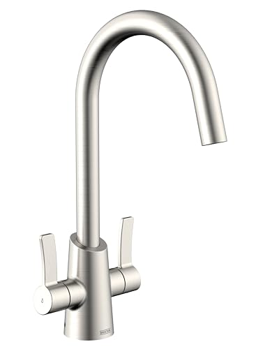 Bristan Acorn Kitchen Tap - Swivel spout, Two Lever EasyFit Stainless Steel Kitchen Sink tap, ACR EFSNK SS