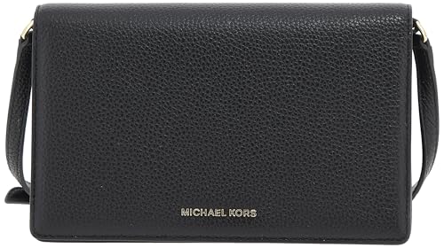 Michael Kors Women's Jet Set Medium Flap Crossbody Bag, Gold-Tone Hardware/Black