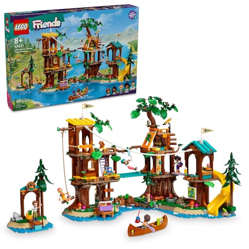 LEGO Friends Adventure Camp Tree House Building Toy - Pretend Play Toy Figures & Playsets for Girls & Boys, Ages 8+ Years - with 5 Mini Dolls & 5 Animal Figures - Gifts for Kids - 42631