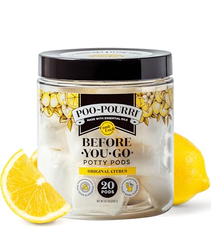 Poo-Pourri Before-You-Go 2-in-1 Toilet Potty Pods, Original Citrus, 20 Ct, Bathroom Odor Deodorizer and Toilet Cleaner with Essential Oils, Lemon, Bergamot and Lemongrass Scent