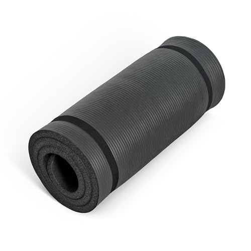 CAP Barbell Yoga Mat 1" Thick with Carrying Strap - High Density Exercise Mat for Yoga, Pilates, Stretching, Floor & Fitness Workouts - 74''x24''x1 | Black