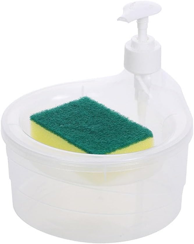 Soap Dispenser Double Layer for Bathroom, Kitchen Sink, Liquid Dispenser Pump with Sponge Holder, Dishwash Accessories Items (Multi Colour)