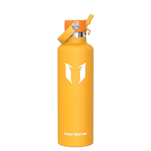 Super Sparrow Gourde Isotherme - 18/10 Ultra Léger Bouteille Isotherme - 1000ml - Gourde INOX Bouche Standard - Gourde Enfant sans BPA, pour Sport, Voyages, L'école, Bureau, Maison