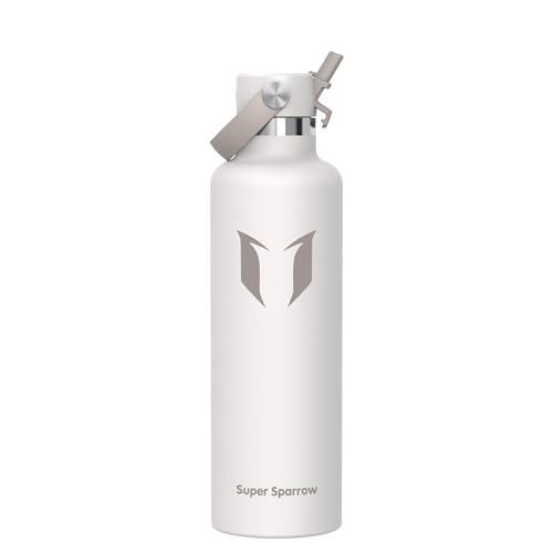 Super Sparrow Gourde Isotherme 1L - Bouteille Isotherme avec Paille - sans BPA - Gourdes Enfant INOX Bouche Standard pour Sport, Voyages, L'école, Bureau, Maison