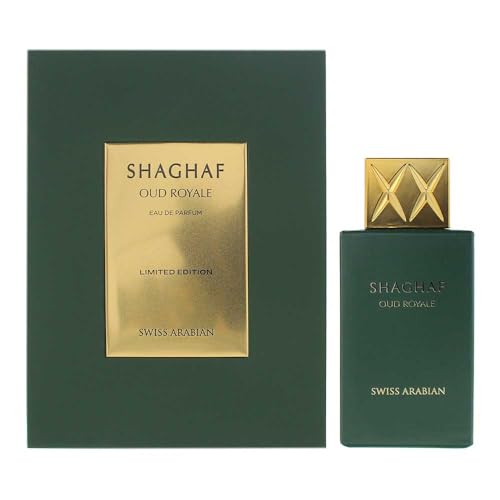 Swiss Arabian Shaghaf Oud Royale Spicy, Oud, Aromatic Fragrance - Notes of Saffron and Lavender - Perfume for Women and Men - 2.5 oz EDP Spray