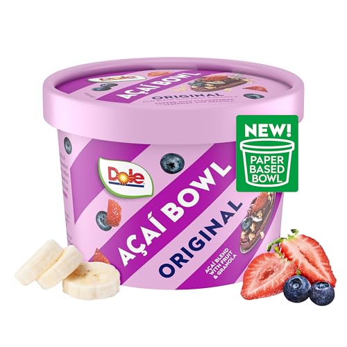 Dole Frozen Acai Bowl Original - Acai Blend with Fruit and Granola Topping - Paper-Based Bowl - 6 oz