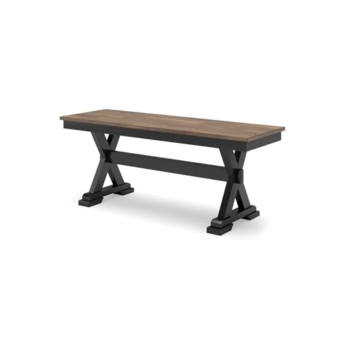 Signature Design by Ashley Wildenauer Farmhouse 50" Dining Bench, Dark Brown & Black