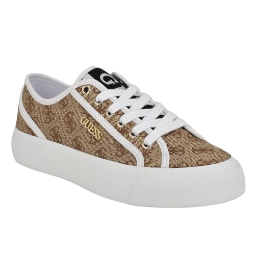 GUESS Women's Jelexa Sneaker, Medium Brown Logo 210, 8