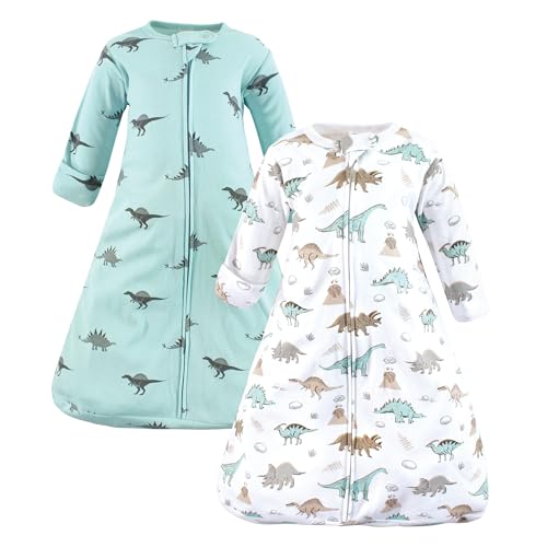 Hudson Baby Unisex Baby Cotton Wearable Sleeping Bag, Sack, Blanket, Dino Blast Long Sleeve, 12-18 Months