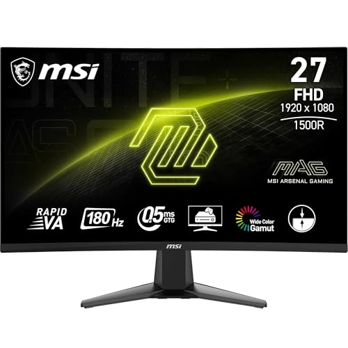 (-33%) MSI MAG 27C6F 27 Zoll FHD Curved Gaming Monitor - 1500R 1920 x 1080 Rapid VA Panel, 180 Hz / 1ms (GtG), Adaptive-Sync - DP 1.2a, HDMI™ CEC